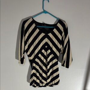 Striped Black and Cream Women's Top